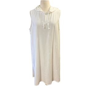 Eileen Fisher Organic Cotton Hooded Dress Sz XL White Cover Up Coastal Beach